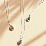 Halo Necklace with Sapphire