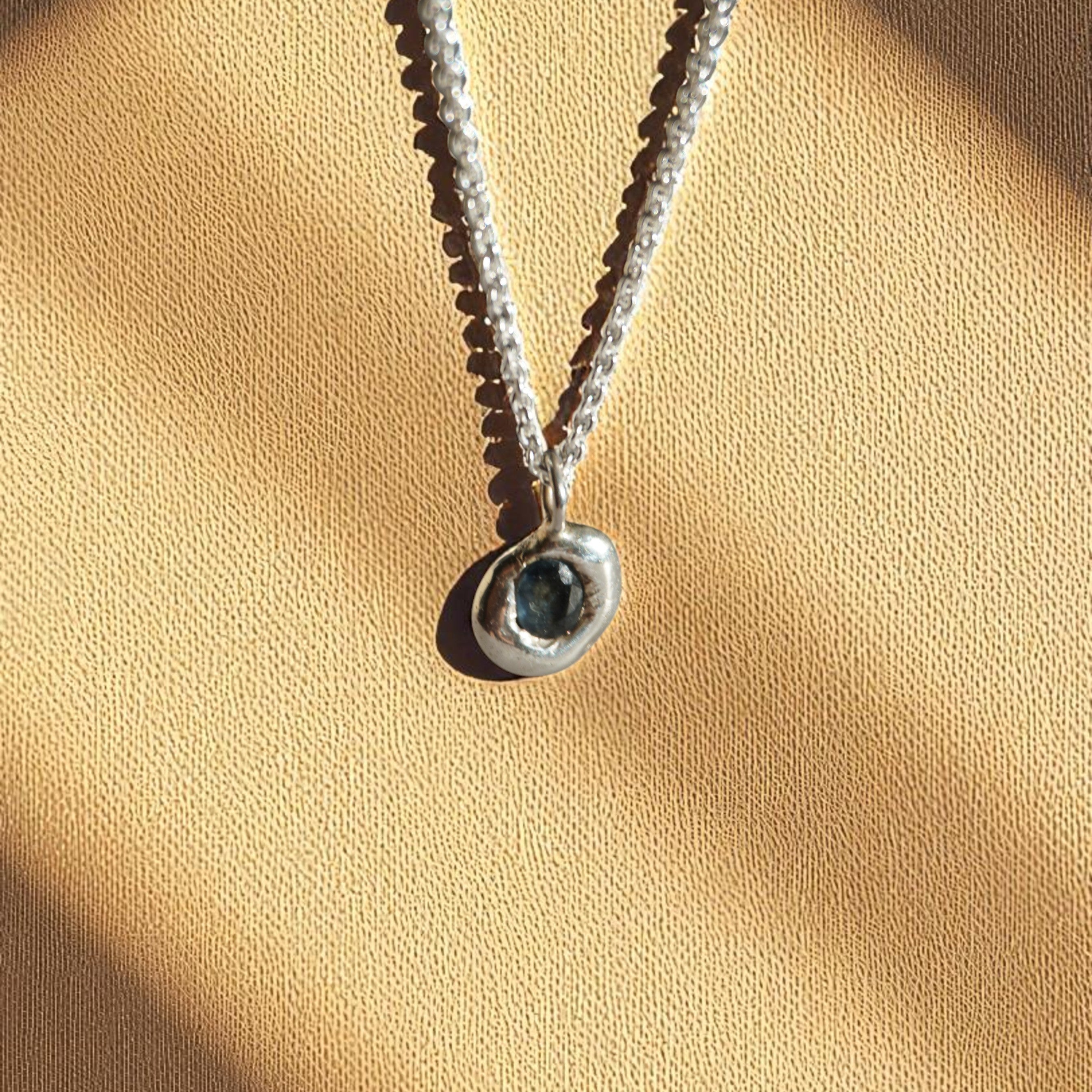 Halo Necklace with Sapphire
