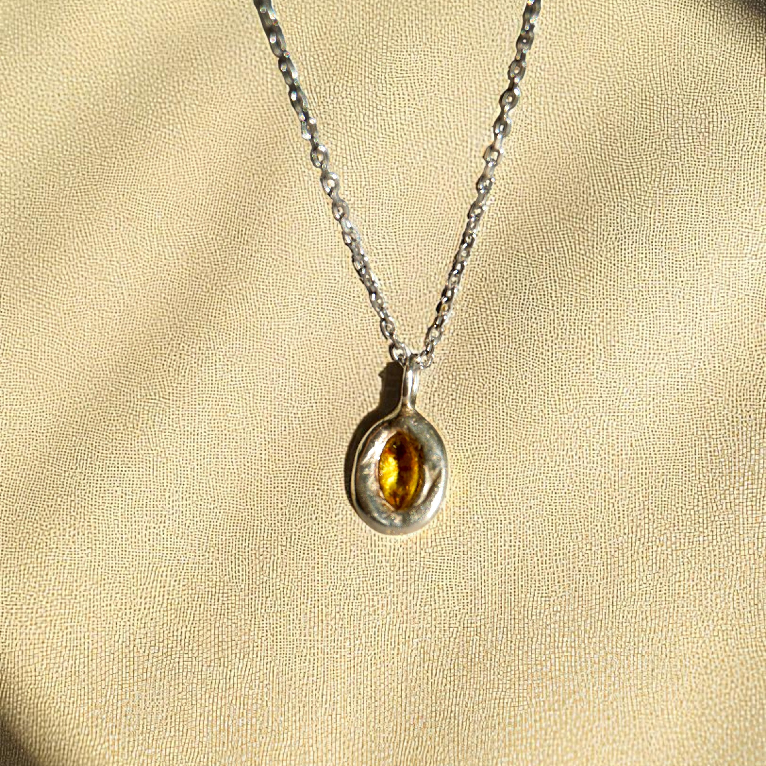 Halo Necklace with Sapphire