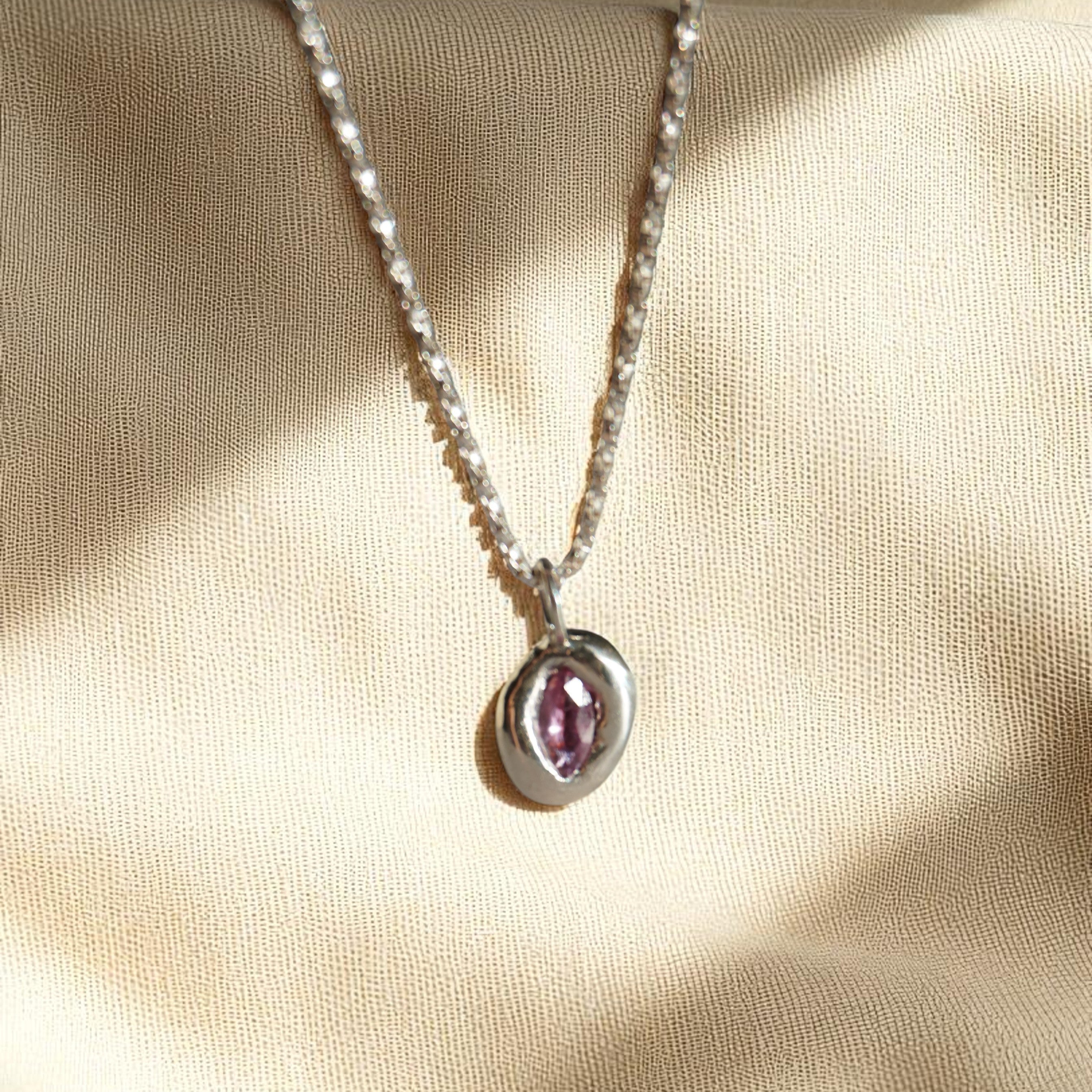 Halo Necklace with Sapphire